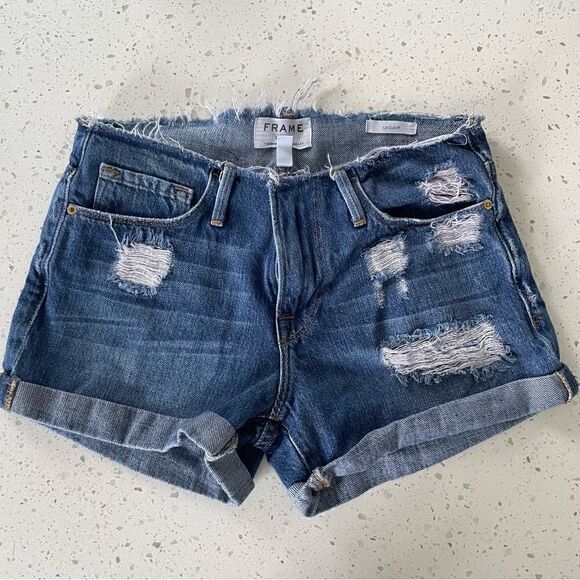Frame Denim Le Cutoff Glenbarr Distressed Shorts - Picture 1 of 10